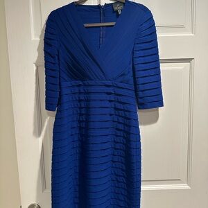 Adrianna Papell Royal Blue Midi 3/4 Sleeve Dress